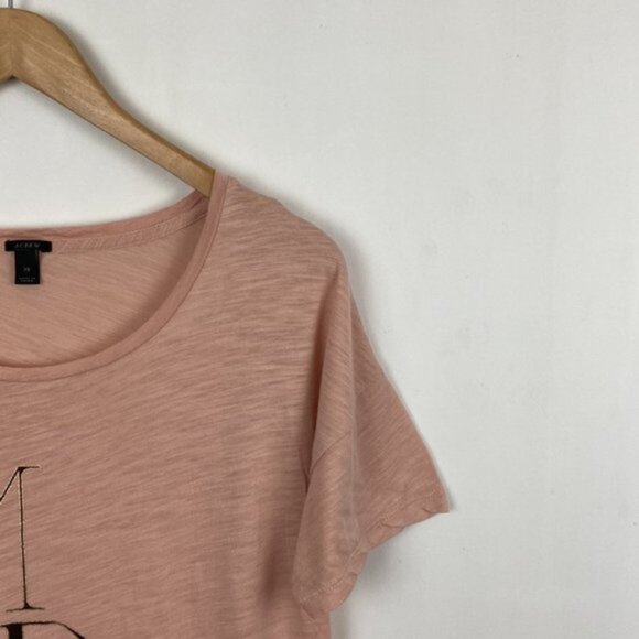 J.Crew S / M Modern Graphic Tee T-Shirt Blush Pink Black & Gold Letters - Picture 6 of 14